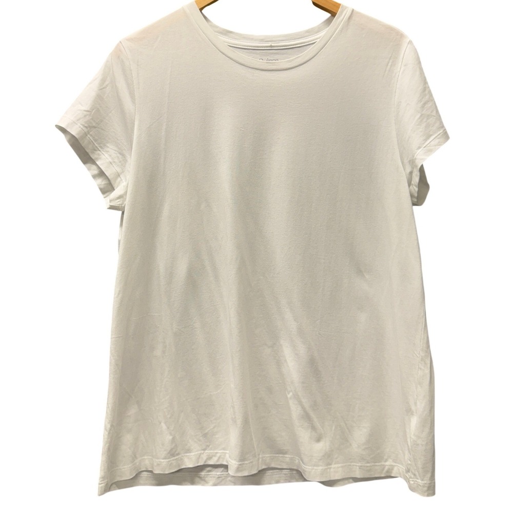 Quince T-Shirt Cotton Modal Crew Neck Swing Tee Womens L White Basic Essential